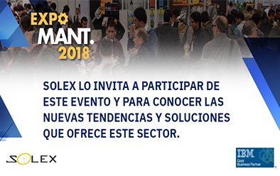 SOLEX PERU & IBM MAXIMO. Participará en EXPO MANTENIMIENTO 2018